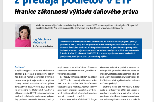 Zdaňovanie ETF fondov: podmienky oslobodenia a hranice výkladu